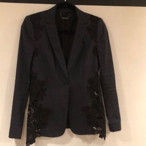 Elie Tahari Linen blend black embroidered blazer size 2